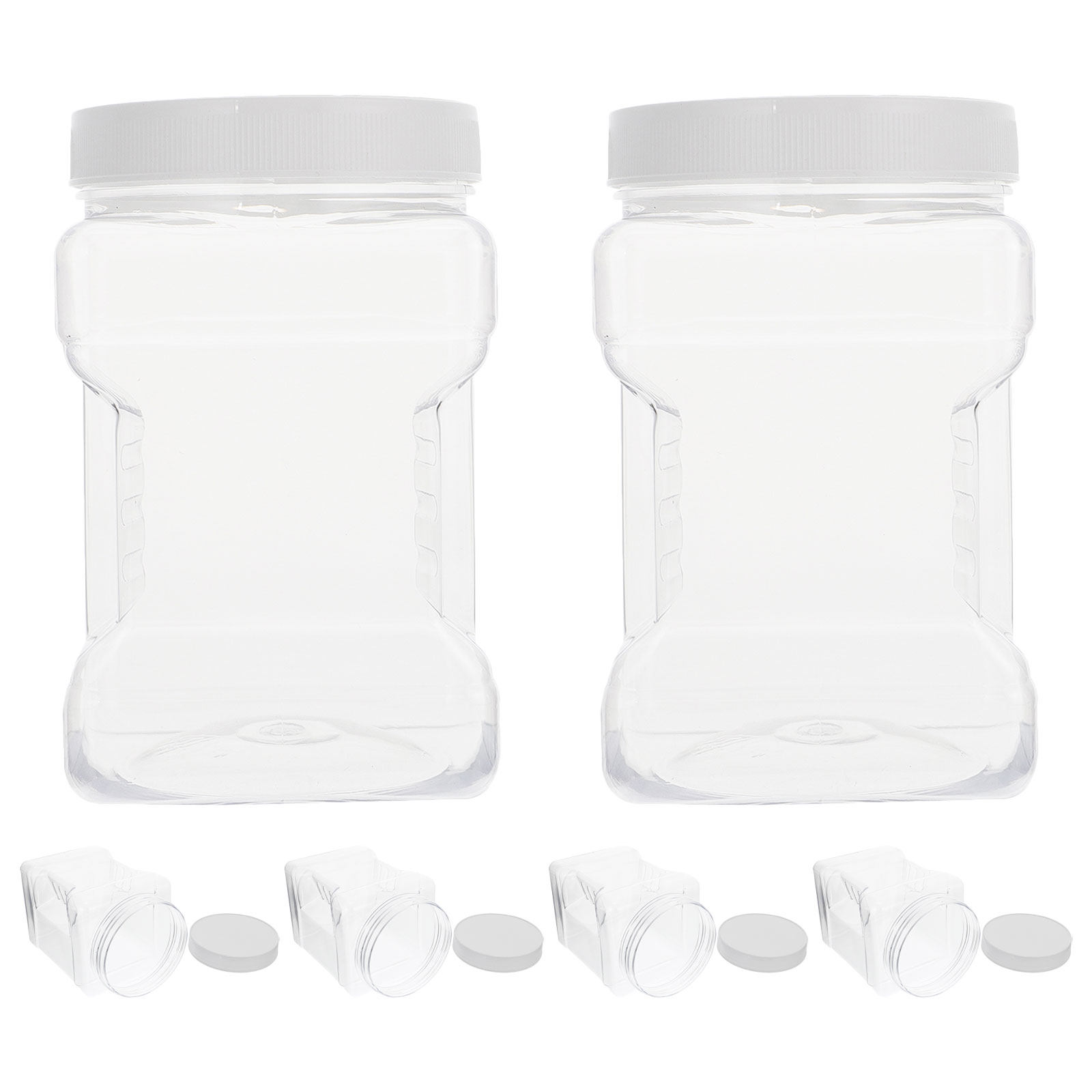 Food Storage Jars Airtight - 6 Recipientes Cuadrados Transparentes de Plástico,