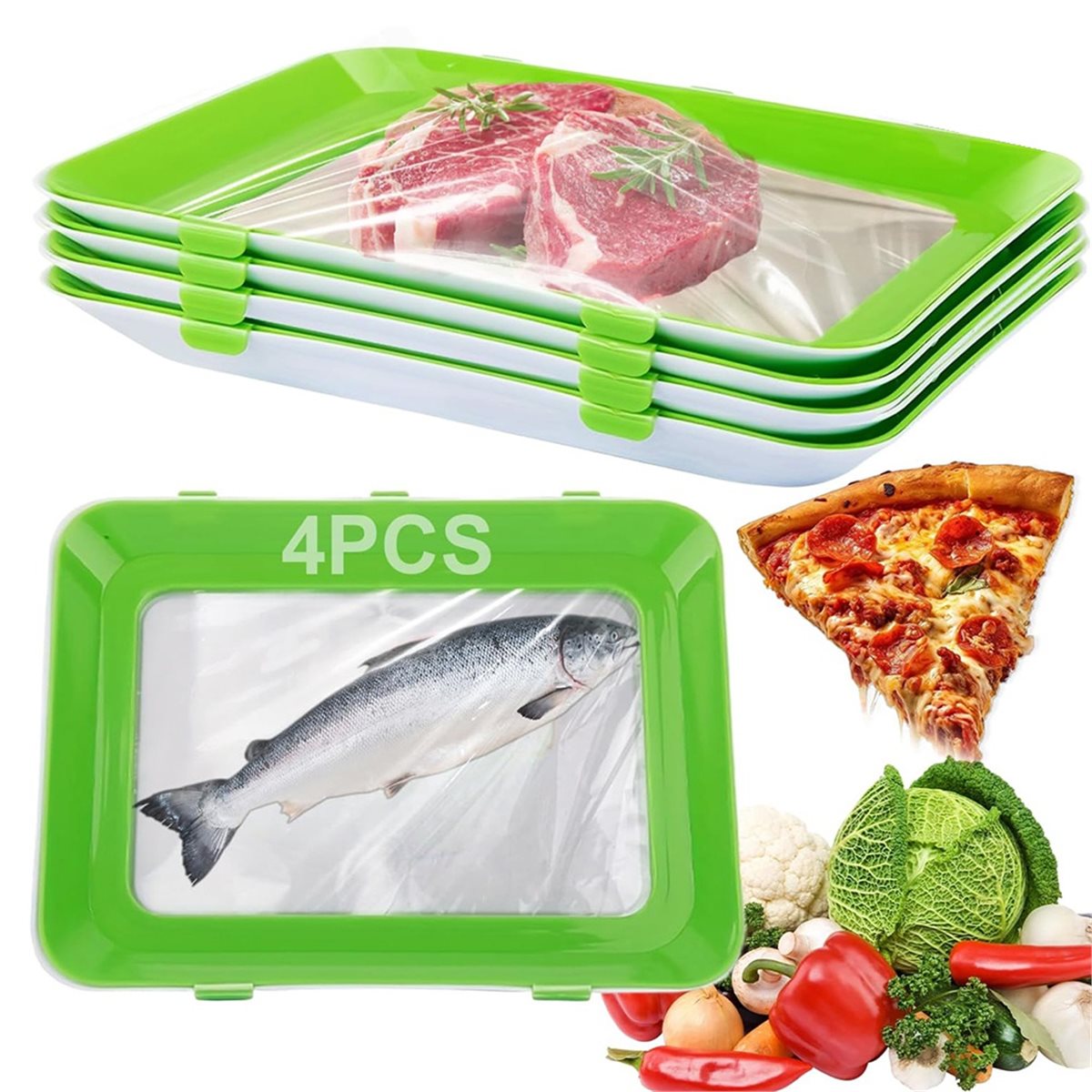 Food Storage Technology - Juego de 4 Recipientes Apilables para