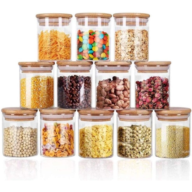 Food Storage Set Glass - Juego de 12 tarros de vidrio