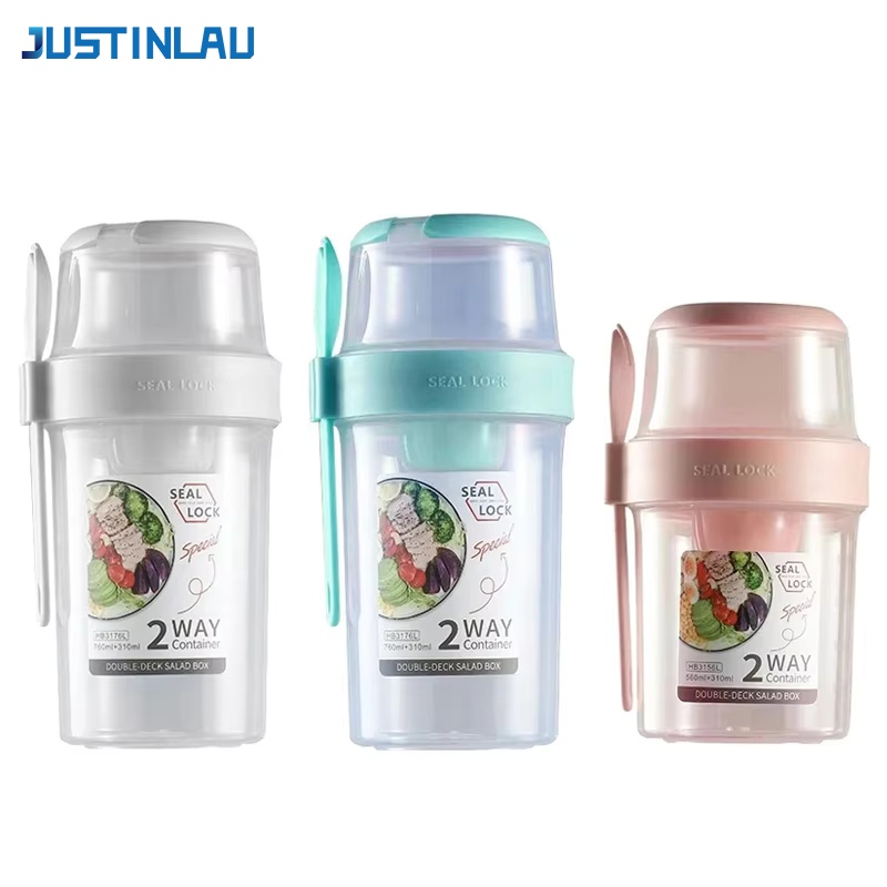 Food Storage Quart - JUSTINLAU Vaso Portátil para Ensaladas y