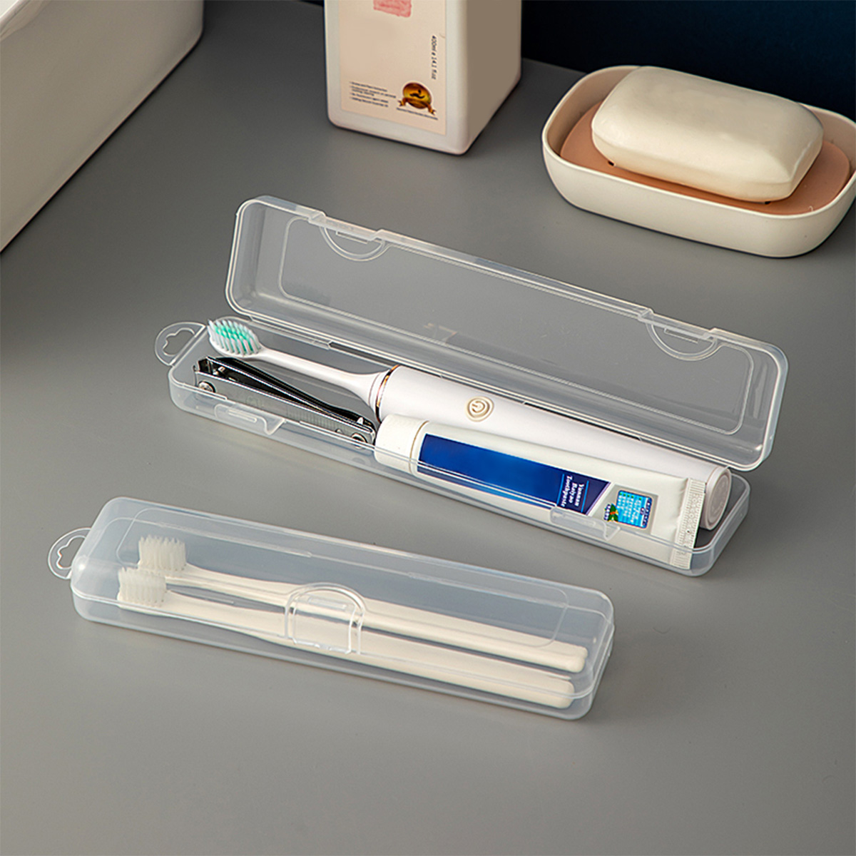 Food Storage Quart - WORTHBUY Caja organizadora transparente para cepillo