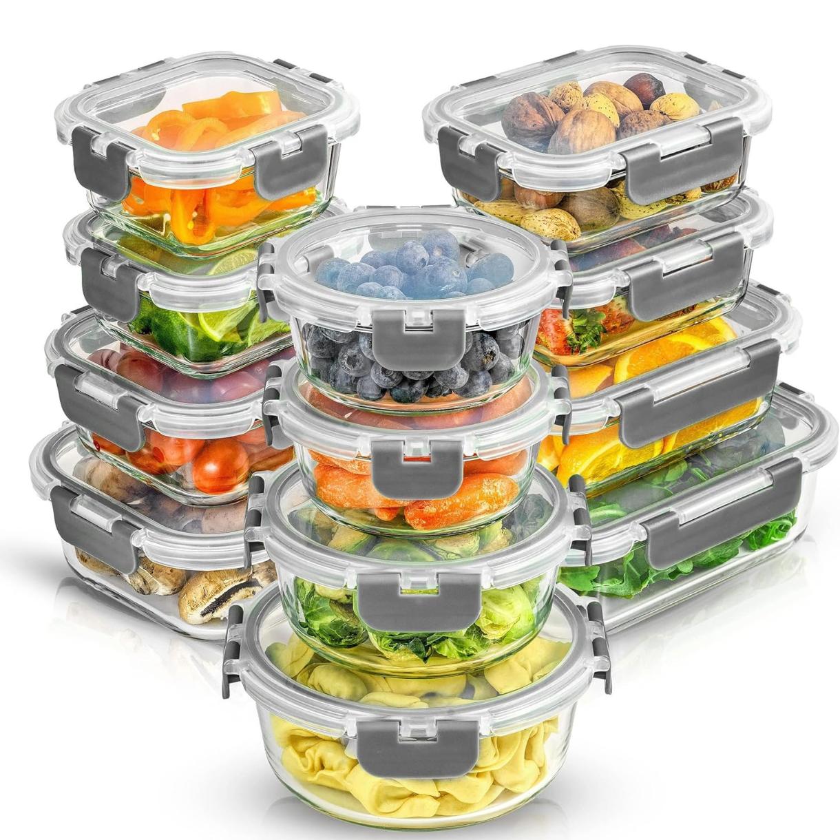 Food Storage Containers Tupperware - 24 recipientes de almacenamiento de vidrio