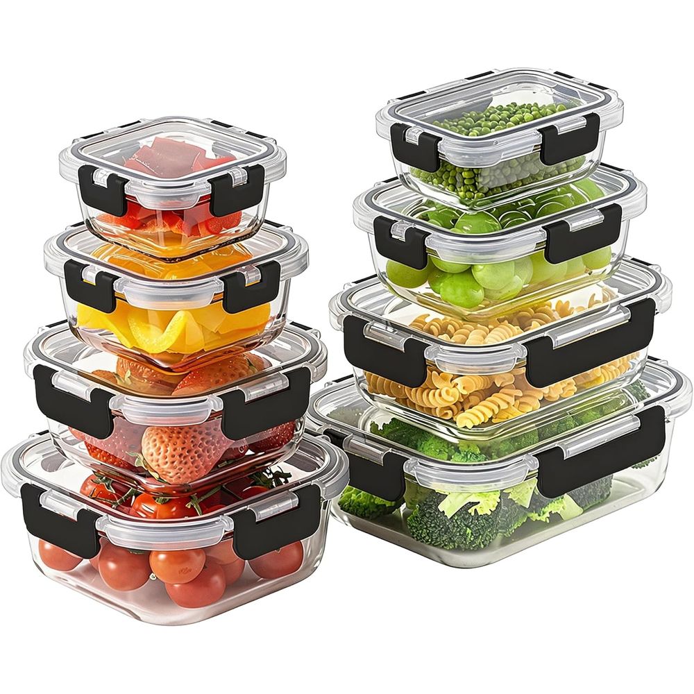 Juego de 8 Recipientes de Vidr - Food Storage Set Glass reseña y precio