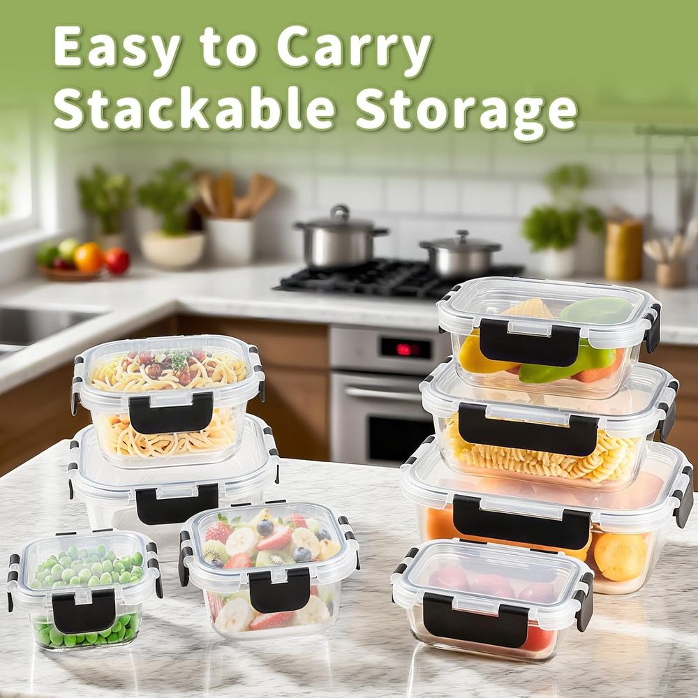 Juego de 8 Recipientes de Vidr - Food Storage Set Glass reseña y precio
