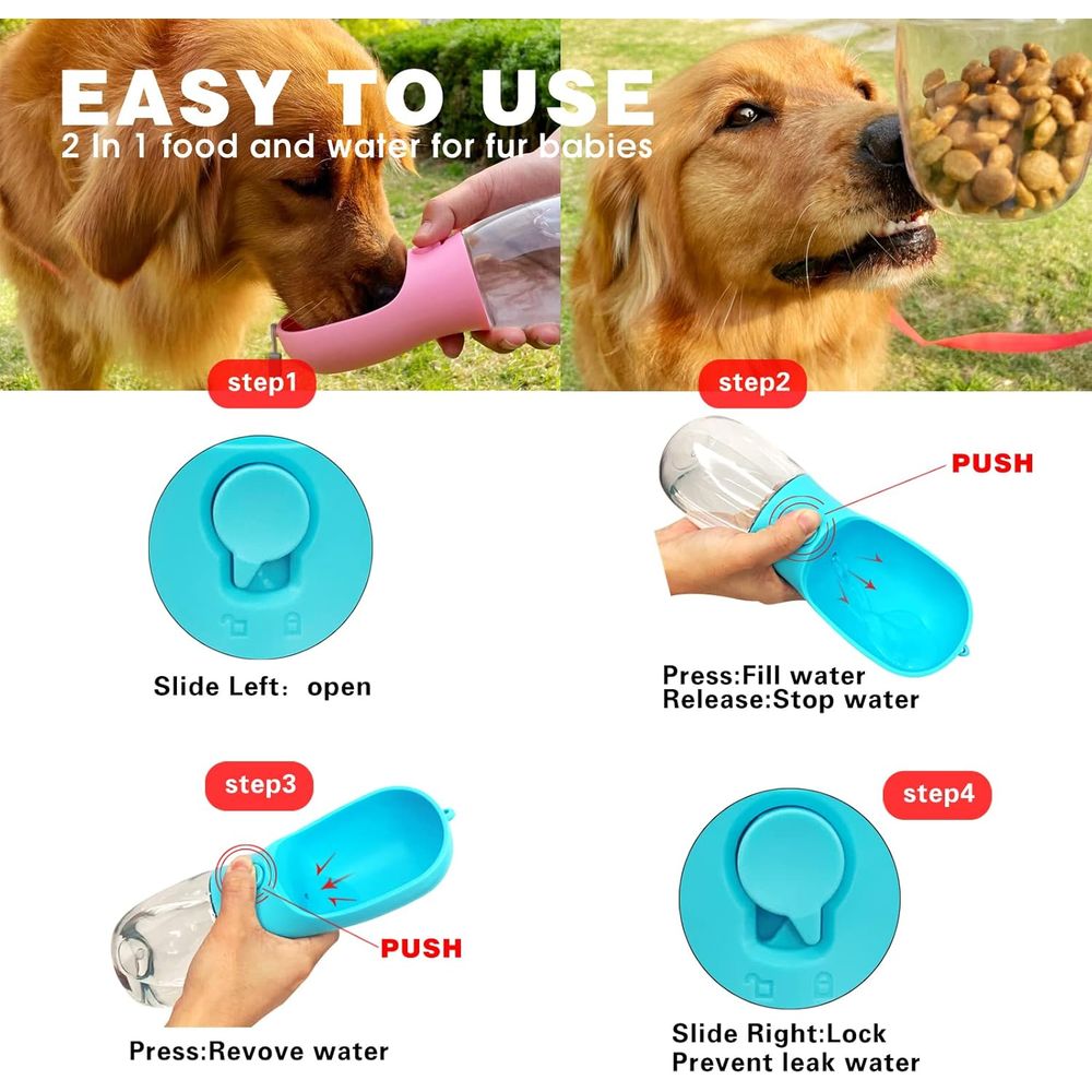 Botella de Agua para Perro con - Food Storage Hiking reseña y precio