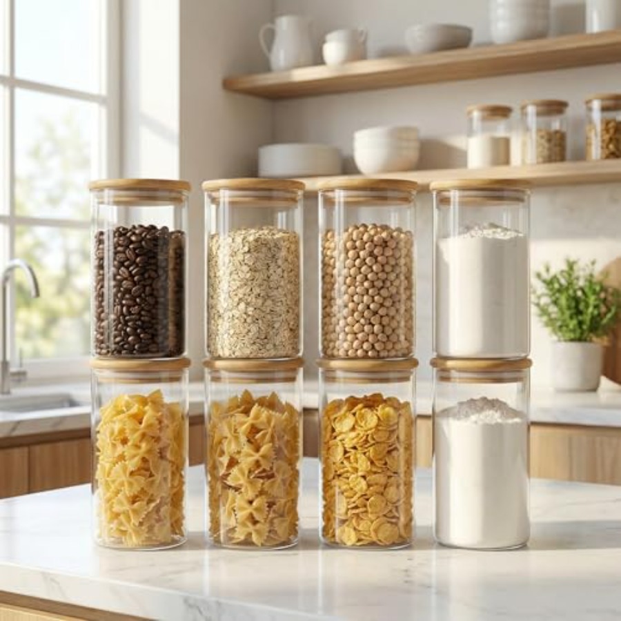Frascos de vidrio con tapas de - Food Storage Set Glass reseña y precio