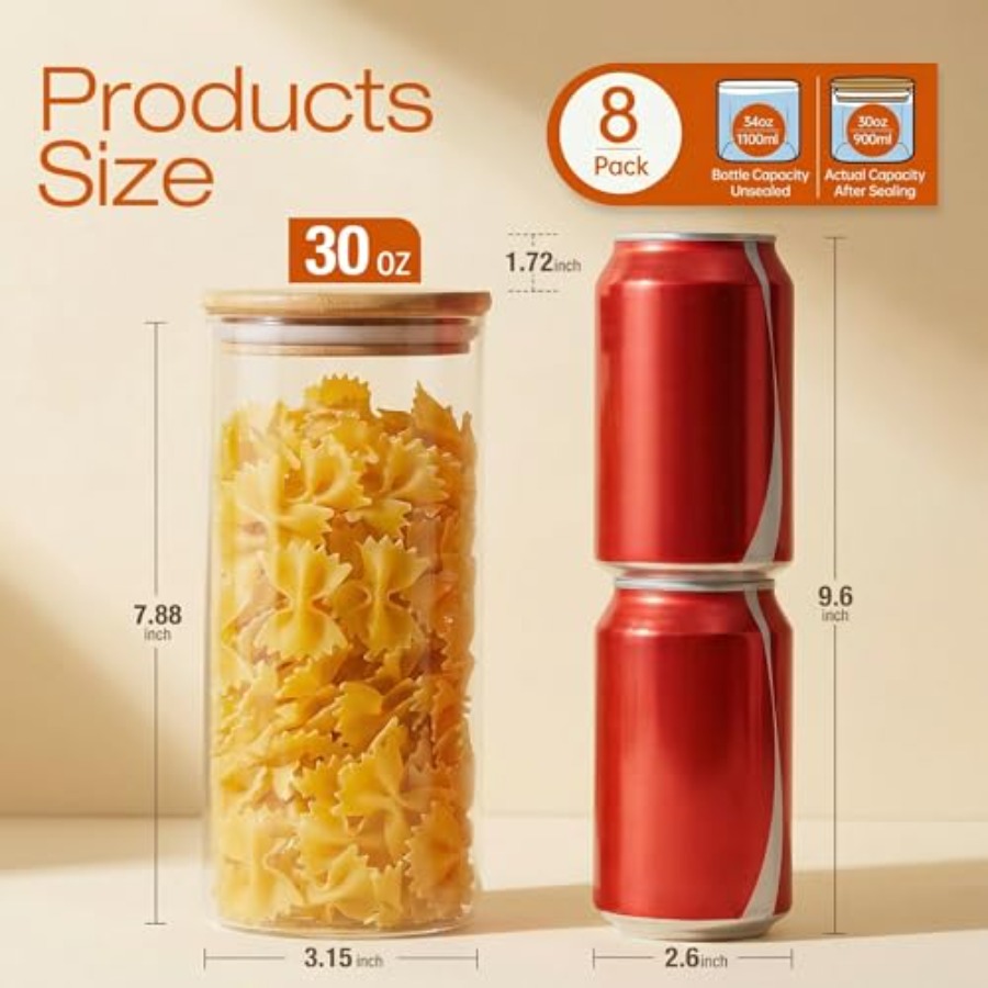 Frascos de vidrio con tapas de - Food Storage Set Glass reseña y precio